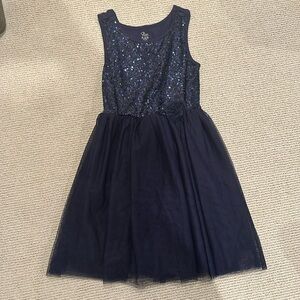 1989 Place - Girls Navy Sequin and Toile Dress